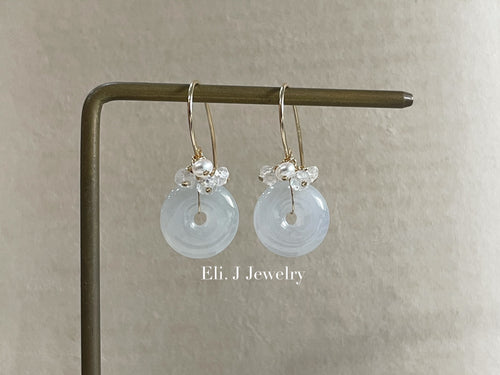 Petite Icy Jade Donuts & White Gems & Pearls Earrings