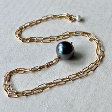 Load image into Gallery viewer, AAA Dark Rose Tahitian Pearl on 14kGF Link Necklace