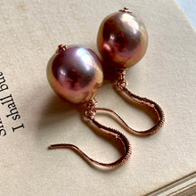 Load image into Gallery viewer, Deep Metallic Pink Pearls on 14k Rose Gold