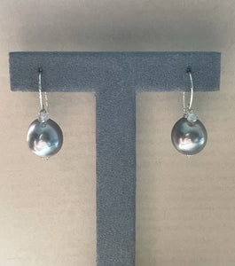 Silver Edison Pearls, Rainbow Moonstone 925 Silver Earrings