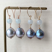 Load image into Gallery viewer, Silver Baroque Pearls &amp; Icy Jade 14kGF/RGF Earrings