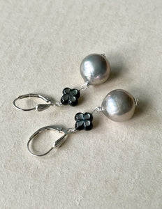 Silver Edison Pearls & Mother-of-Pearl Clover 925 Sterling Earrings
