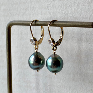 AAA Peacock Tahitian Classic 14kGF Lever back Earrings