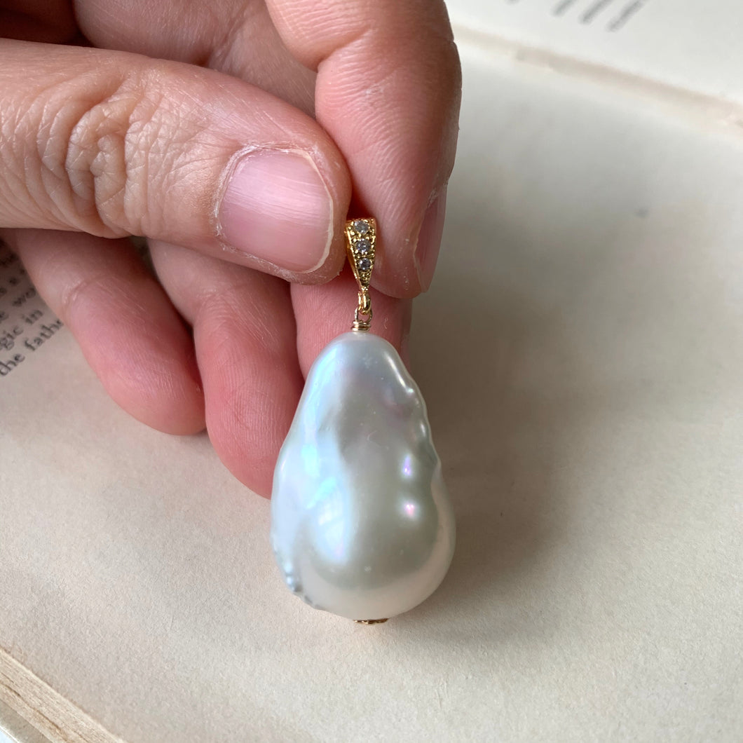 White Baroque Pearl Pendants 14kGF