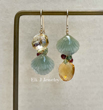 Load image into Gallery viewer, Exclusive to Eli. J: Green-Yellow Jade Shells, Citrine &amp; Gems Earrings