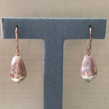 Load image into Gallery viewer, AAA Flawless Rainbow Pink Drop Edison Pearls (Hand Forged) 14kRGF Earrings