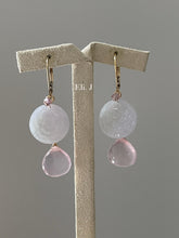 Load image into Gallery viewer, Lavender-Green Peony Jade &amp; Rose Quartz Interchangeable 14kGF Earrings