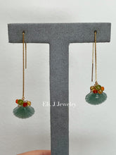 Load image into Gallery viewer, Eli. J Exclusive: Type A Jade Shells &amp; Citrus Gemstone Threader Earrings