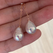Load image into Gallery viewer, White Pearl Drops on 14k Rose Gold Filled