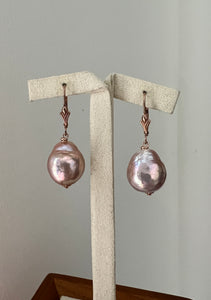 Large Rainbow Pink Edison Pearls 14kGF Earrings