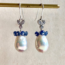 Load image into Gallery viewer, White Pearls, Sapphire &amp; Bee on 925 Sterling Silver