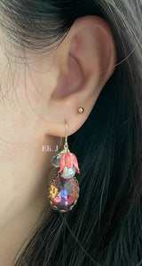 Clara: Vtg Rainbow Gems, Tulips & Gemstone Earrings