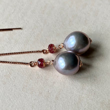 Load image into Gallery viewer, Silver Baroque Pearls, Pink Tourmaline on 14kRGF