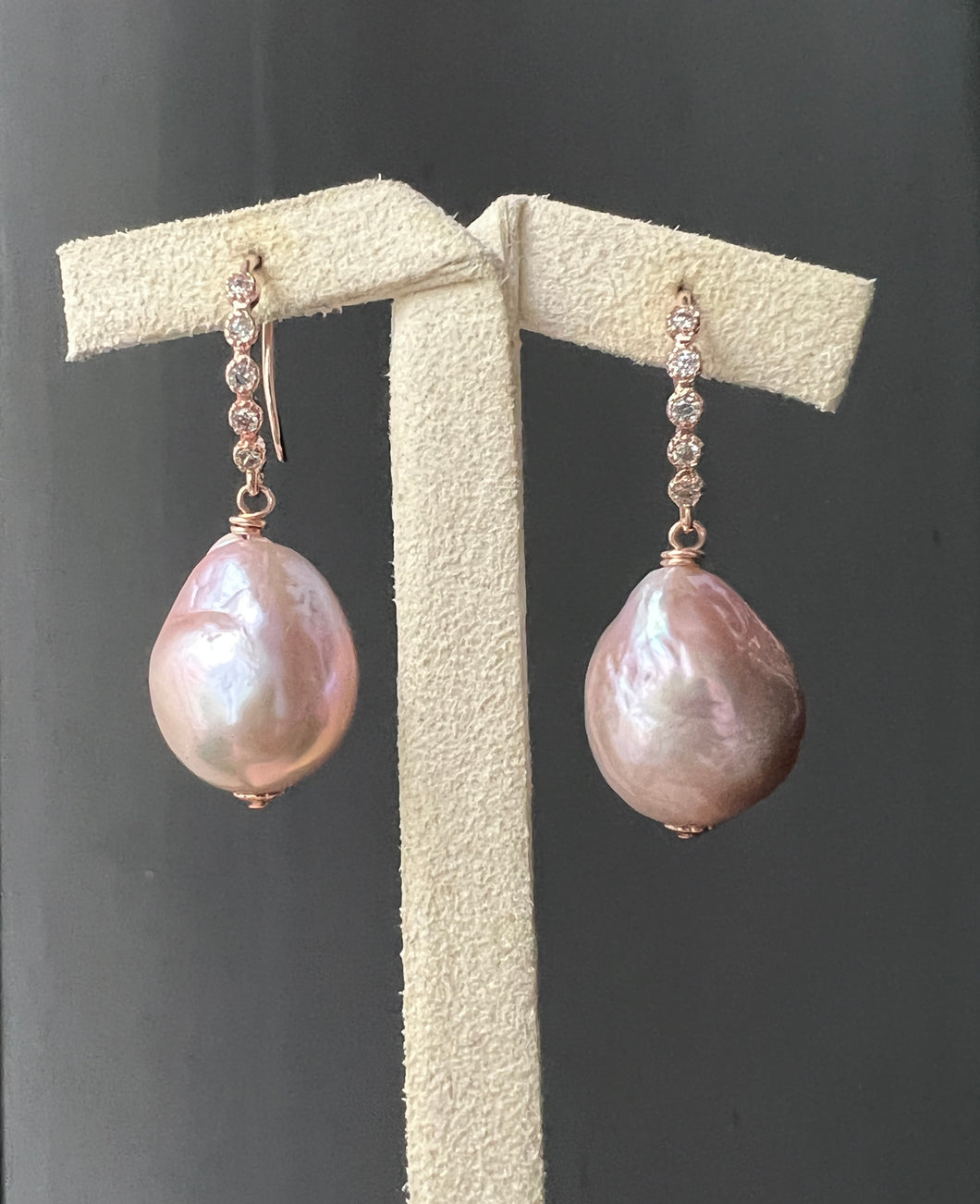 Pink Edison Pearls 14KRGF Earrings