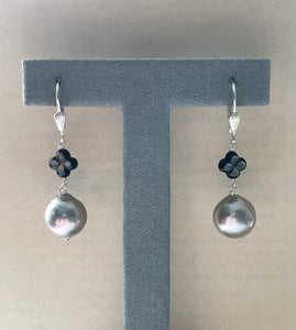 Silver Edison Pearls & Mother-of-Pearl Clover 925 Sterling Earrings