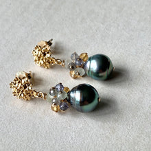 Load image into Gallery viewer, Blue-Green Tahitian Circle Pearls &amp; Gemstones