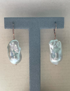 Big White Baroque Pearls 14kRGF Earrings