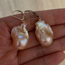 Load image into Gallery viewer, AAA Peach Baroque Pearls 14kGF Earrings