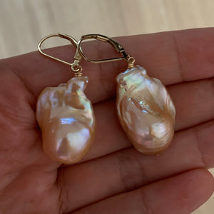 AAA Peach Baroque Pearls 14kGF Earrings