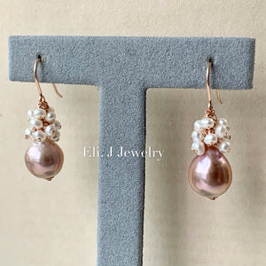 Pink Edison Pearls, Cream Freshwater Pearls 14kRGF