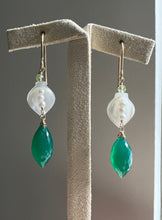 Load image into Gallery viewer, Green Onyx, Mother of Pearl Tulips 14kGF Earrings