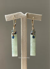 Load image into Gallery viewer, Eli. J Signature: Apple-Green Jade Bars, Tahitian Pearls, Sapphire &amp; Gems Earrings