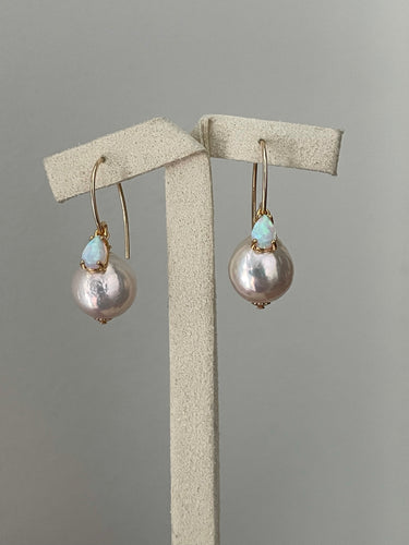 Ivory Pearls & Faux Opal Drops 14kGF Earrings