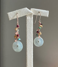 Load image into Gallery viewer, Icy Petite Jade Donuts, Garnet, Turquoise 14kGF Earrings