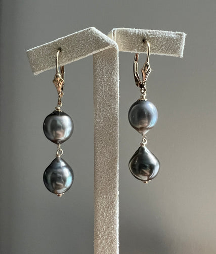 Double Tahitian Pearls on 14kGF