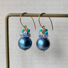 Load image into Gallery viewer, Peacock Pearls &amp; Blue Gems 14kGF