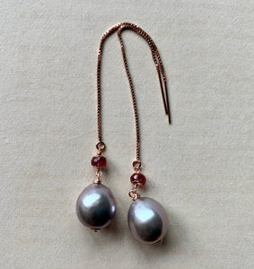 Silver Baroque Pearls, Pink Tourmaline on 14kRGF