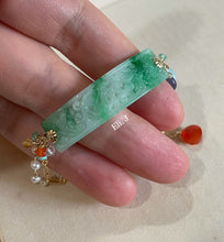 Load image into Gallery viewer, Carved Cranes Kissing Jade Bar Bracelet, Larimar, Tanzanite 14kGF Bracelet
