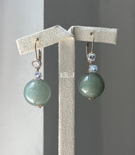 Load image into Gallery viewer, Deep Olive Green Jade Balls 14kGF Earrings
