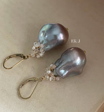 Load image into Gallery viewer, Silver Baroque Pearls &amp; White Gems 14kGF Earrings