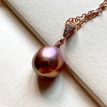Load image into Gallery viewer, Lavender Rainbow Lustre Pearl 14k Rose Gold Filled Necklace