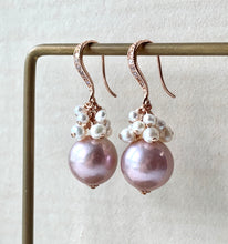 Load image into Gallery viewer, Blush Pink Edison &amp; White Pearls Rose Gold Earrings