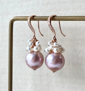 Blush Pink Edison & White Pearls Rose Gold Earrings