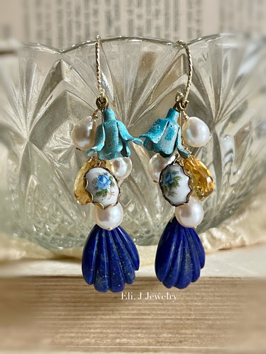 Limoges: Lapis Lazuli, Limoges Charms, Vtg Flowers & Pearls