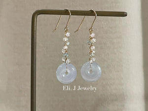 Petite Icy Jade Donuts, Pink Gemstones Earrings