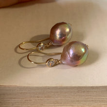 Load image into Gallery viewer, AAA Rainbow Pink Edison Pearls 14kGF Earrings