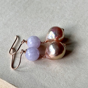 Type A Lavender Jade & Rainbow Peach Edison Pearls 14kRGF