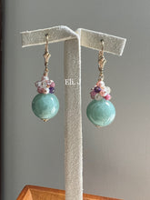 Load image into Gallery viewer, Mint Green Large Jade Balls &amp; Pink Gemstones 14kGF Earrings