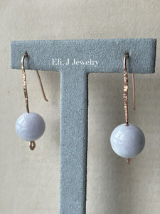 Type A Lavender Jade Balls on 14kRGF Handforged Earring Hooks