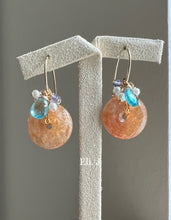 Load image into Gallery viewer, Orange Agate Donuts, Apatite 14kGF Earrings