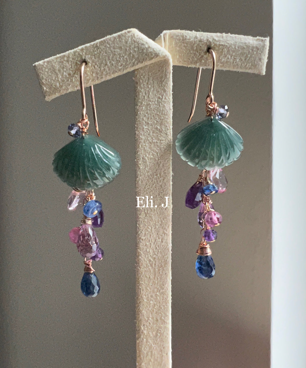 Rapunzel: Jadeite Shells, Pink Topaz, Kyanite, Amethyst