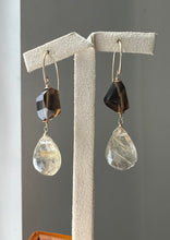 Load image into Gallery viewer, Golden Rutile, Smoky Quartz 14KGF Earrings