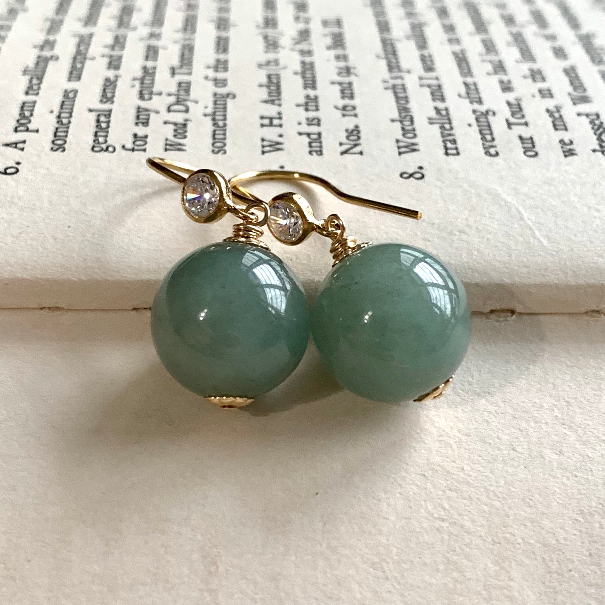 Type A Deep Green Large Jade Ball Earrings Eli. J Jewelry