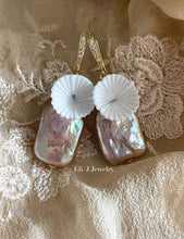 Load image into Gallery viewer, August: Rainbow Keshi Pearls, Vtg Flowers and Gems Earrings