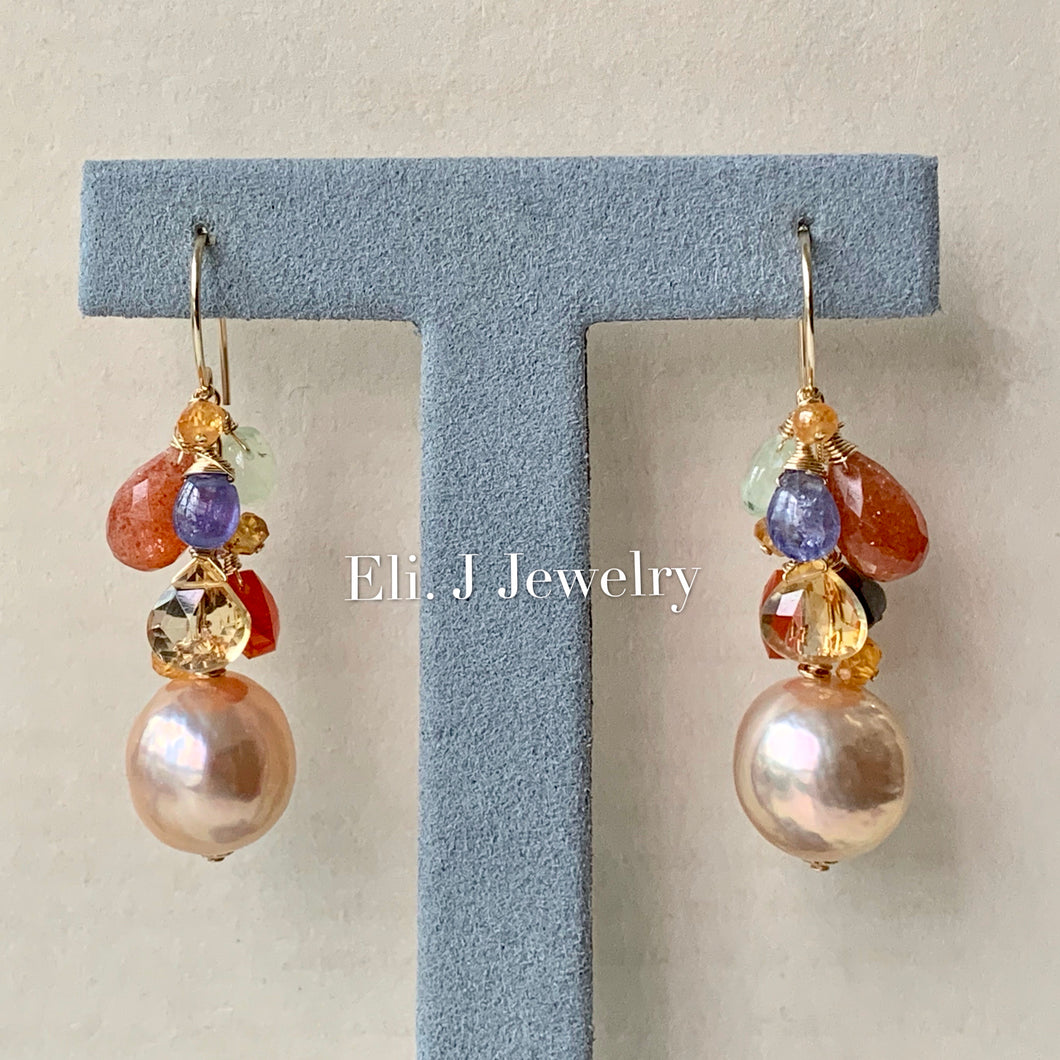 Fruit Burst Peach-Gold Large Edison Pearls & Gemstones 14kGF