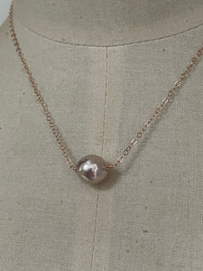 Pink Pearl Floating Necklace 14kRGF